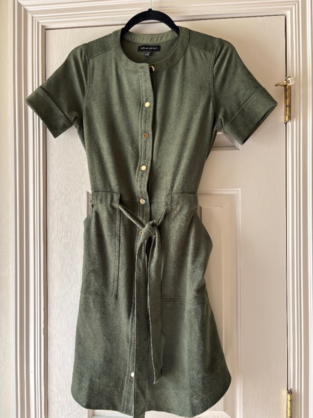 Banana Republic Green Faux Suede Belted Dress Size 2